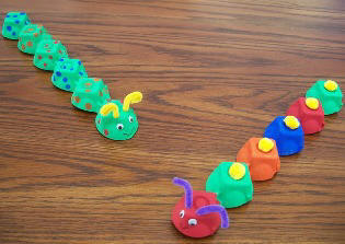craft ideas for kids - egg carton caterpillar